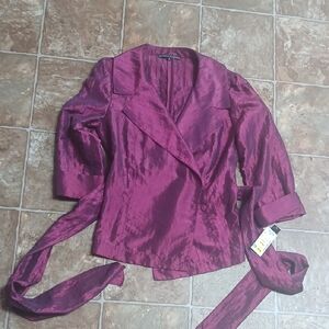 NWT Isabella DeMarco Deep Berry Wrap Blazer Shiny